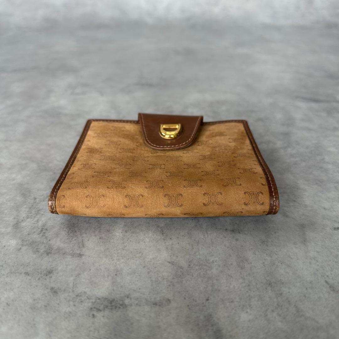 CELINE トリオンフ　がま口　二つ折り財布　ヌバック　キャメル 6