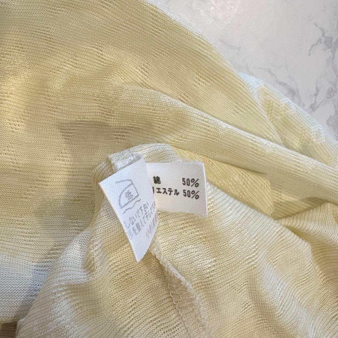 ゴールデンベア ポロシャツ 半袖 総柄 ベージュ 黄色　L メンズ　ストライプ 8