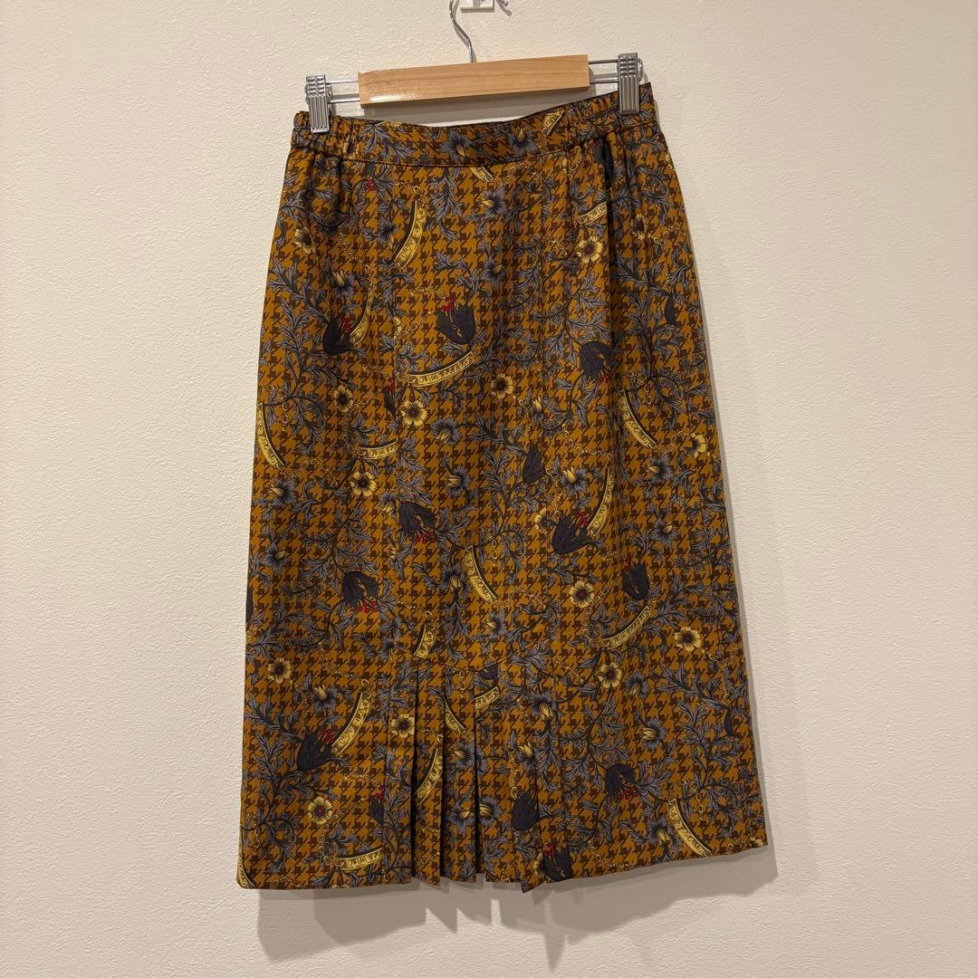 レナウン アデンダ　スカート ペイズリー 総柄 ミモレ丈 マスタード M相当 4