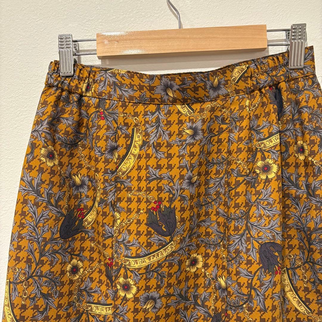 レナウン アデンダ　スカート ペイズリー 総柄 ミモレ丈 マスタード M相当 6