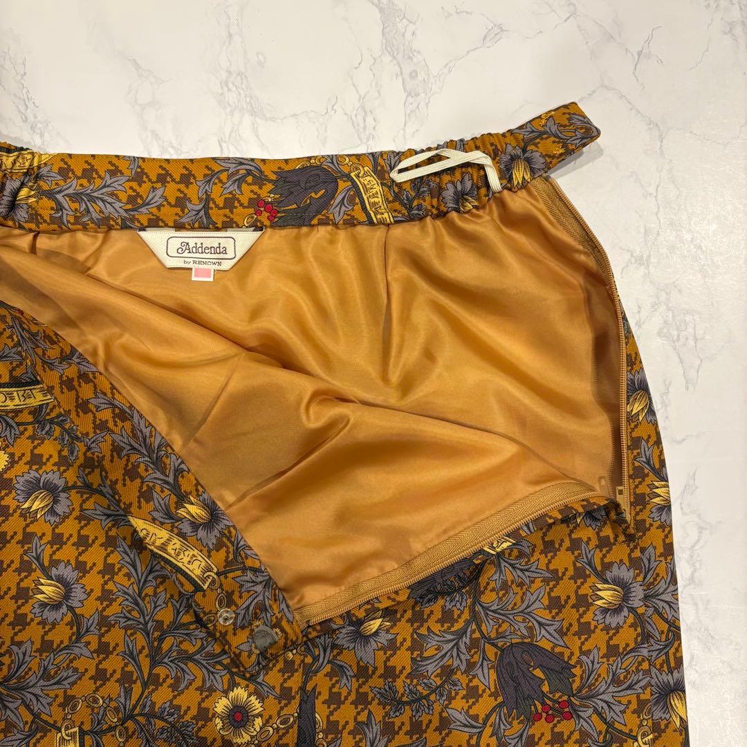 レナウン アデンダ　スカート ペイズリー 総柄 ミモレ丈 マスタード M相当 7
