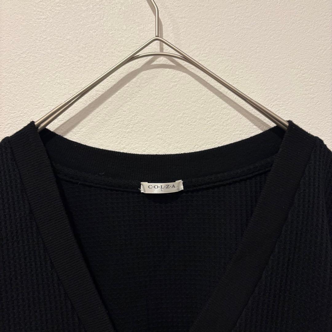 コルザ カーディガン リブ Vネック 黒　ブラック L 長袖　無地　カジュアル 3