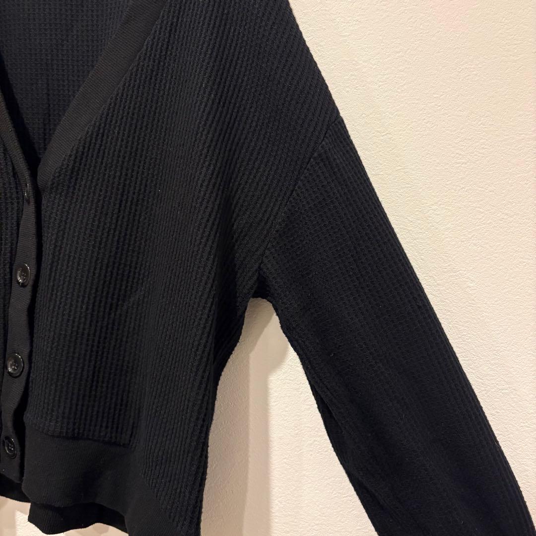 コルザ カーディガン リブ Vネック 黒　ブラック L 長袖　無地　カジュアル 4