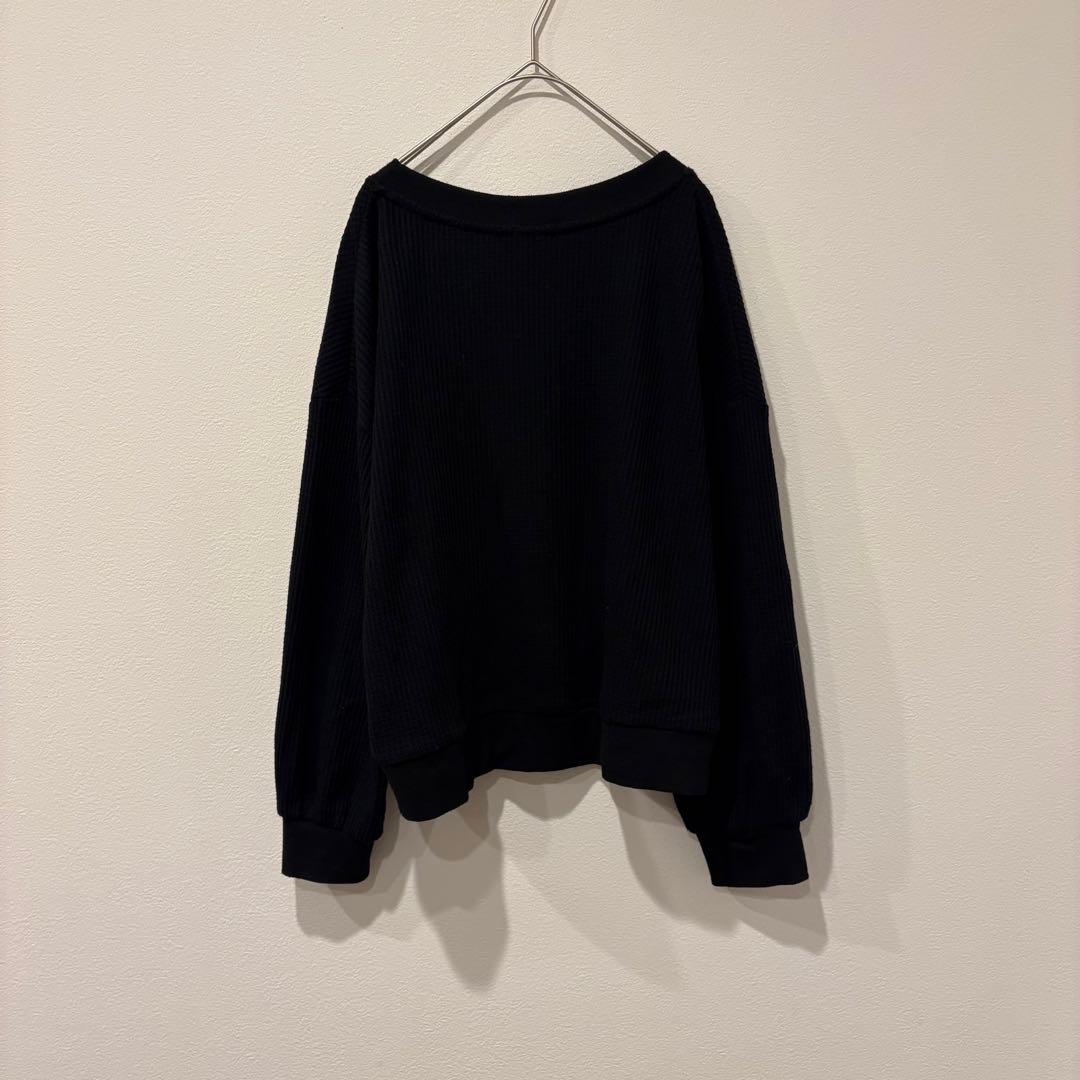 コルザ カーディガン リブ Vネック 黒　ブラック L 長袖　無地　カジュアル 5