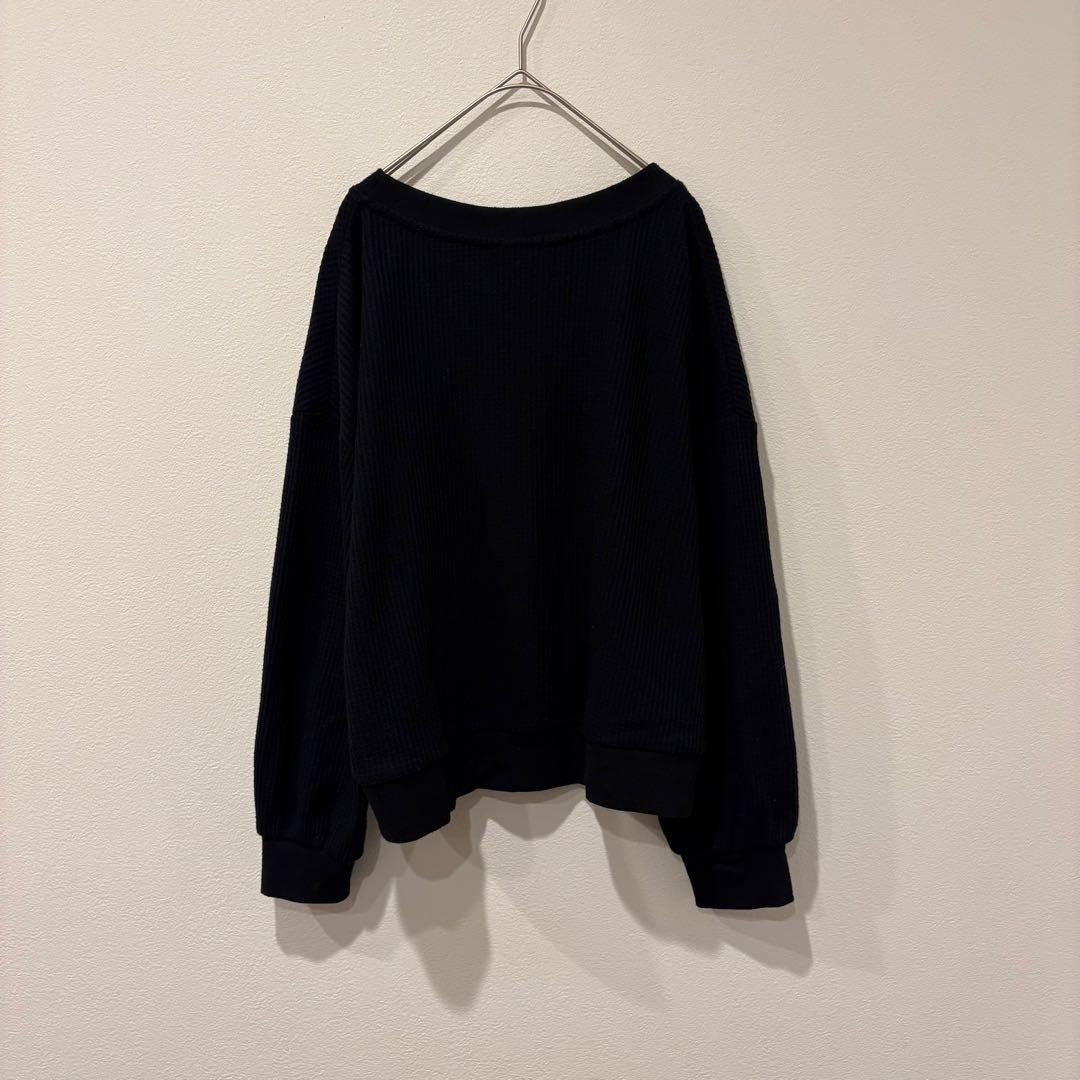 コルザ カーディガン リブ Vネック 黒　ブラック L 長袖　無地　カジュアル 6