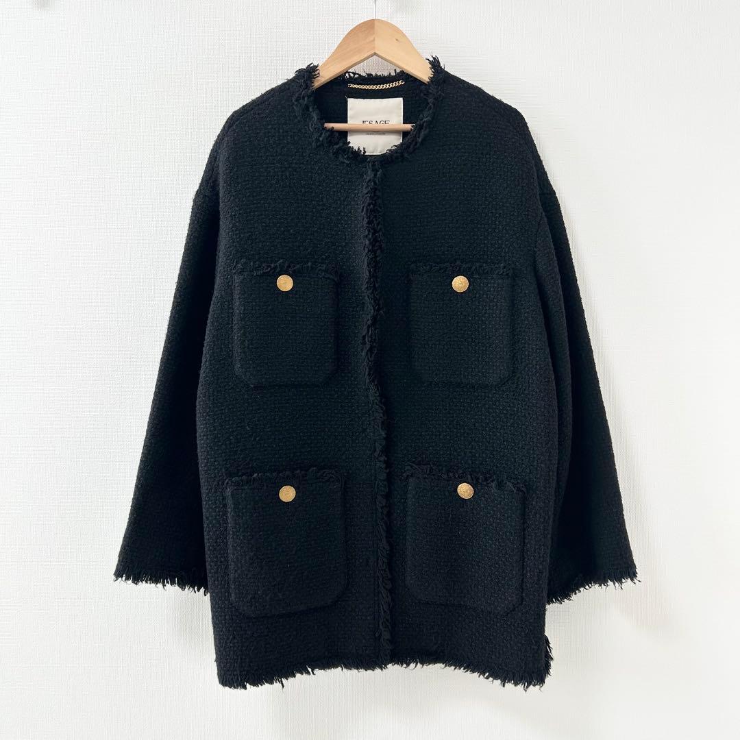 ジャーナルスタンダードレサージュ　GIOLICAツイードBIGジャケット　黒