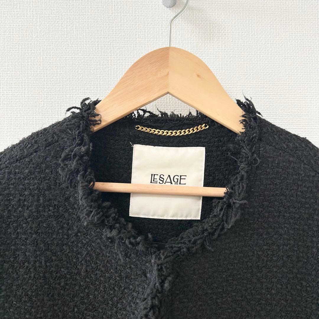 ジャーナルスタンダードレサージュ　GIOLICAツイードBIGジャケット　黒 3