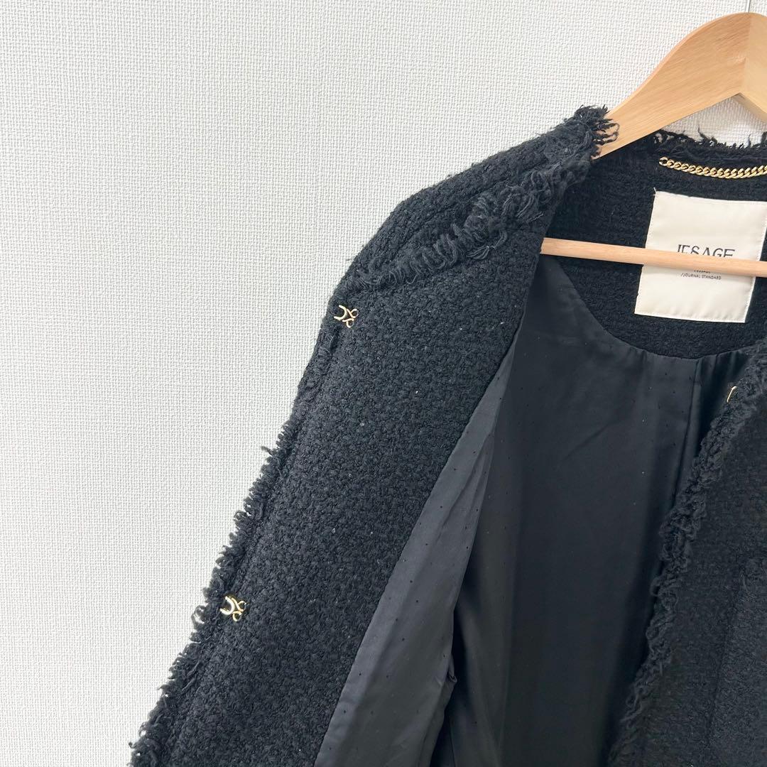 ジャーナルスタンダードレサージュ　GIOLICAツイードBIGジャケット　黒 4