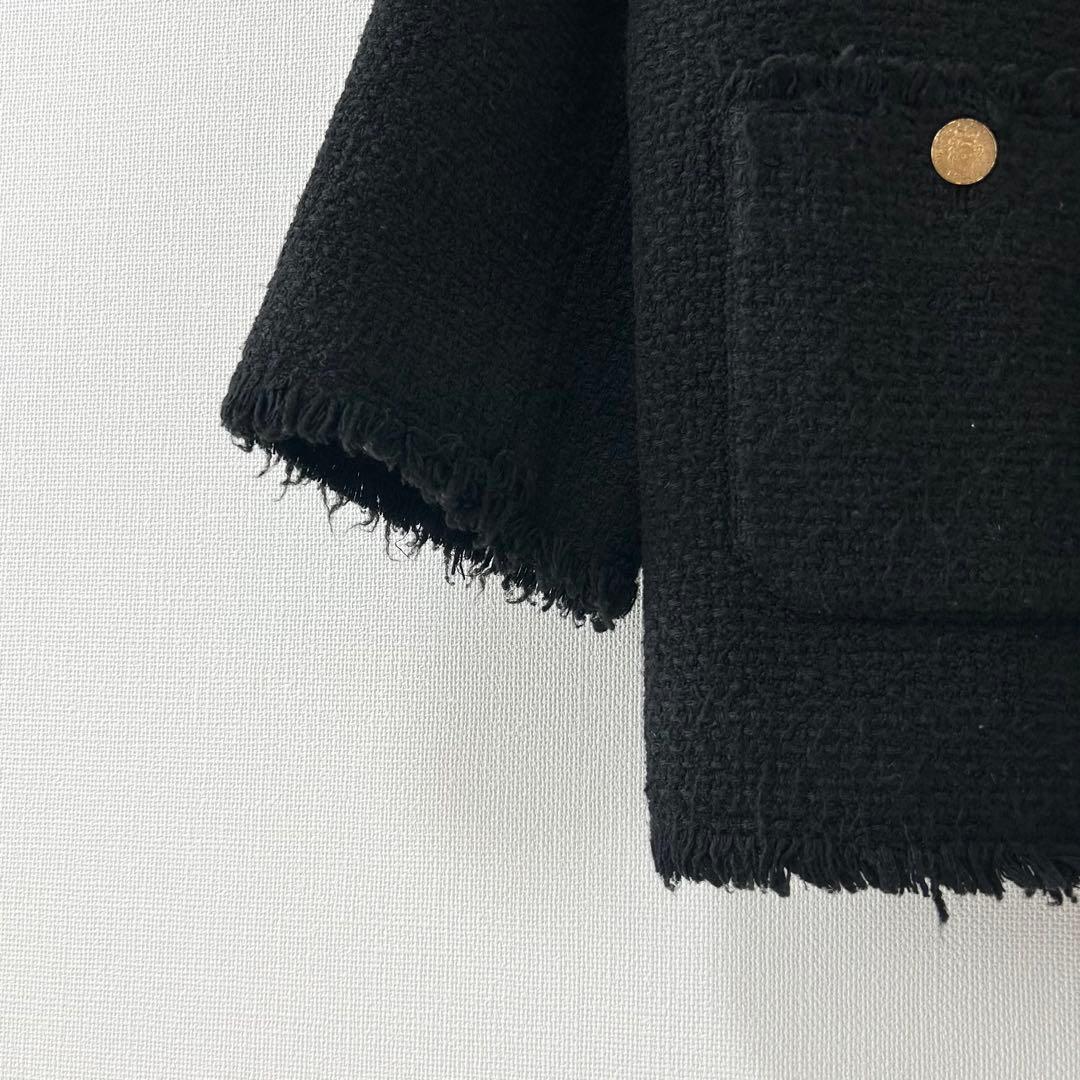 ジャーナルスタンダードレサージュ　GIOLICAツイードBIGジャケット　黒 5