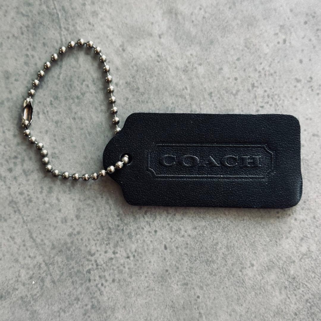 OLD COACH leather hangtag charm BLACK ①