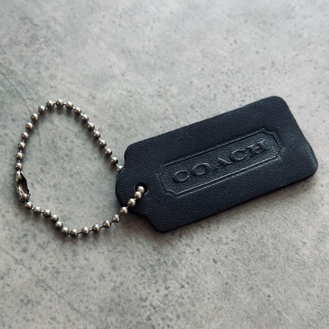OLD COACH leather hangtag charm BLACK ① 2