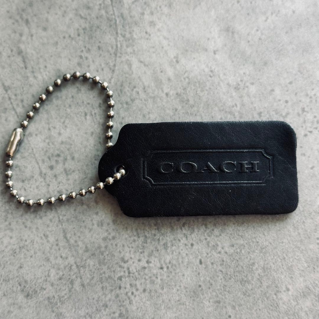 OLD COACH leather hangtag charm BLACK ① 3