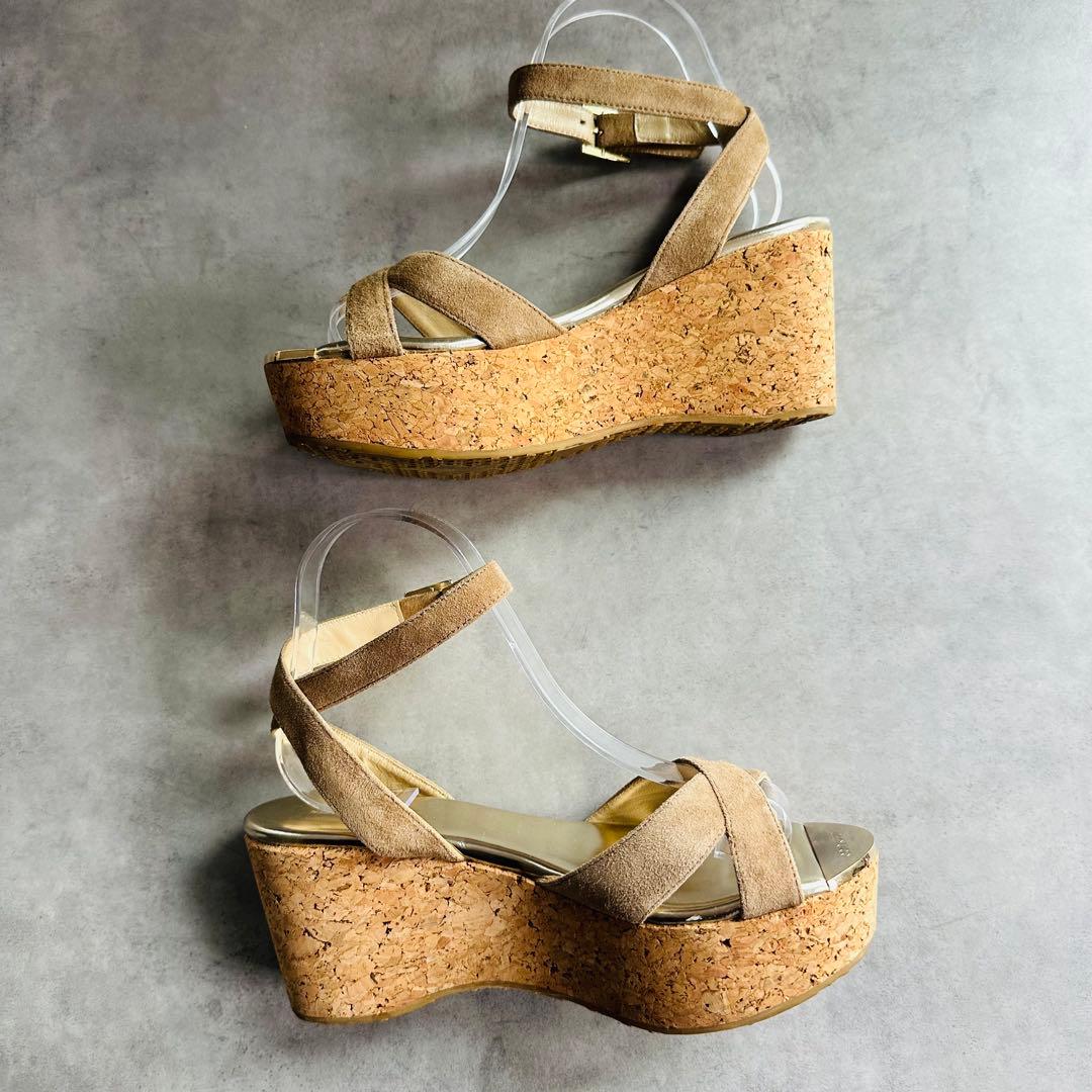 Jimmy Choo スエード クロスストラップ　ウェッジソールサンダル 5