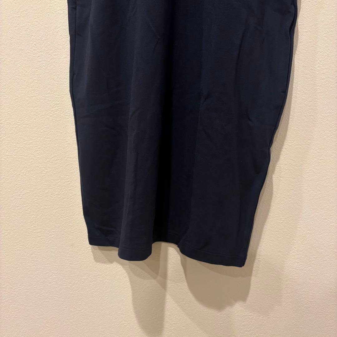 ユニクロ カットソーワンピース 半袖 膝丈　ネイビー 紺色　M ストレッチ 4