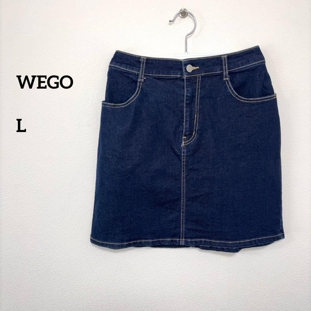 WEGO 濃紺デニムミニスカート L ストレッチ有 d676