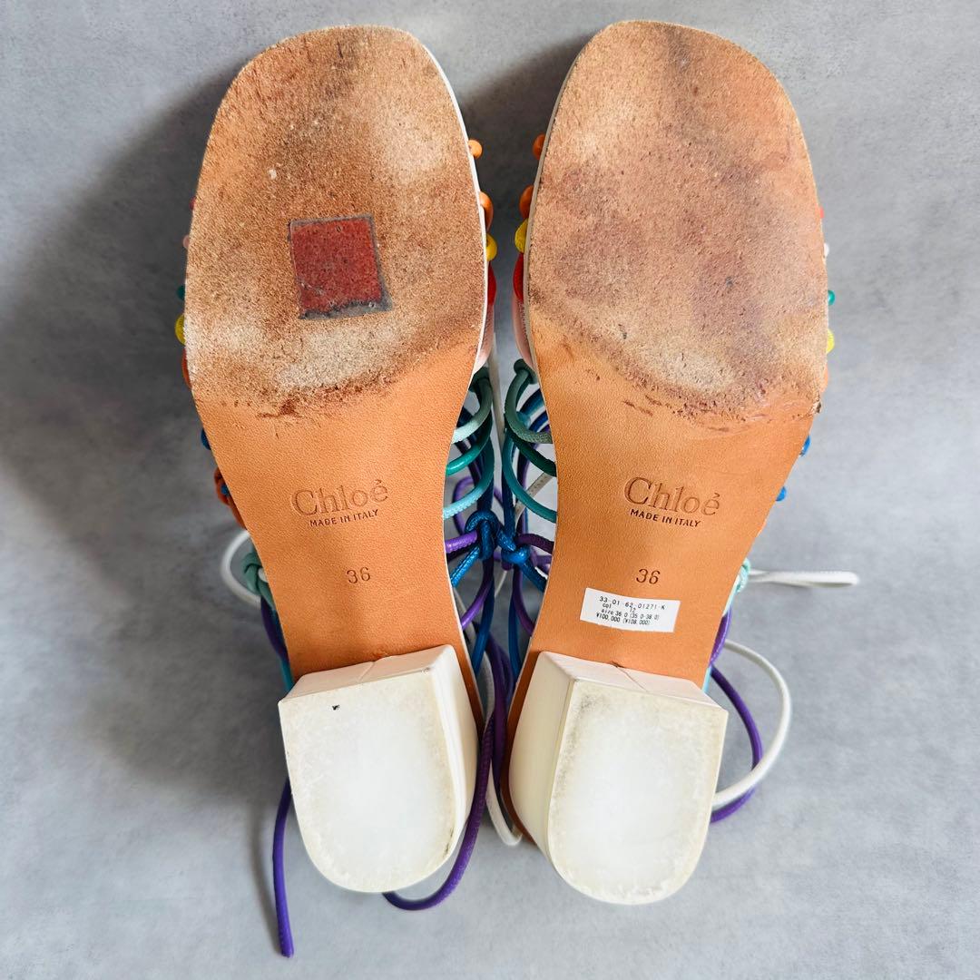 希少✨Y2K Chloe マルチカラー　レザーストラップ　ミュール　サンダル 11