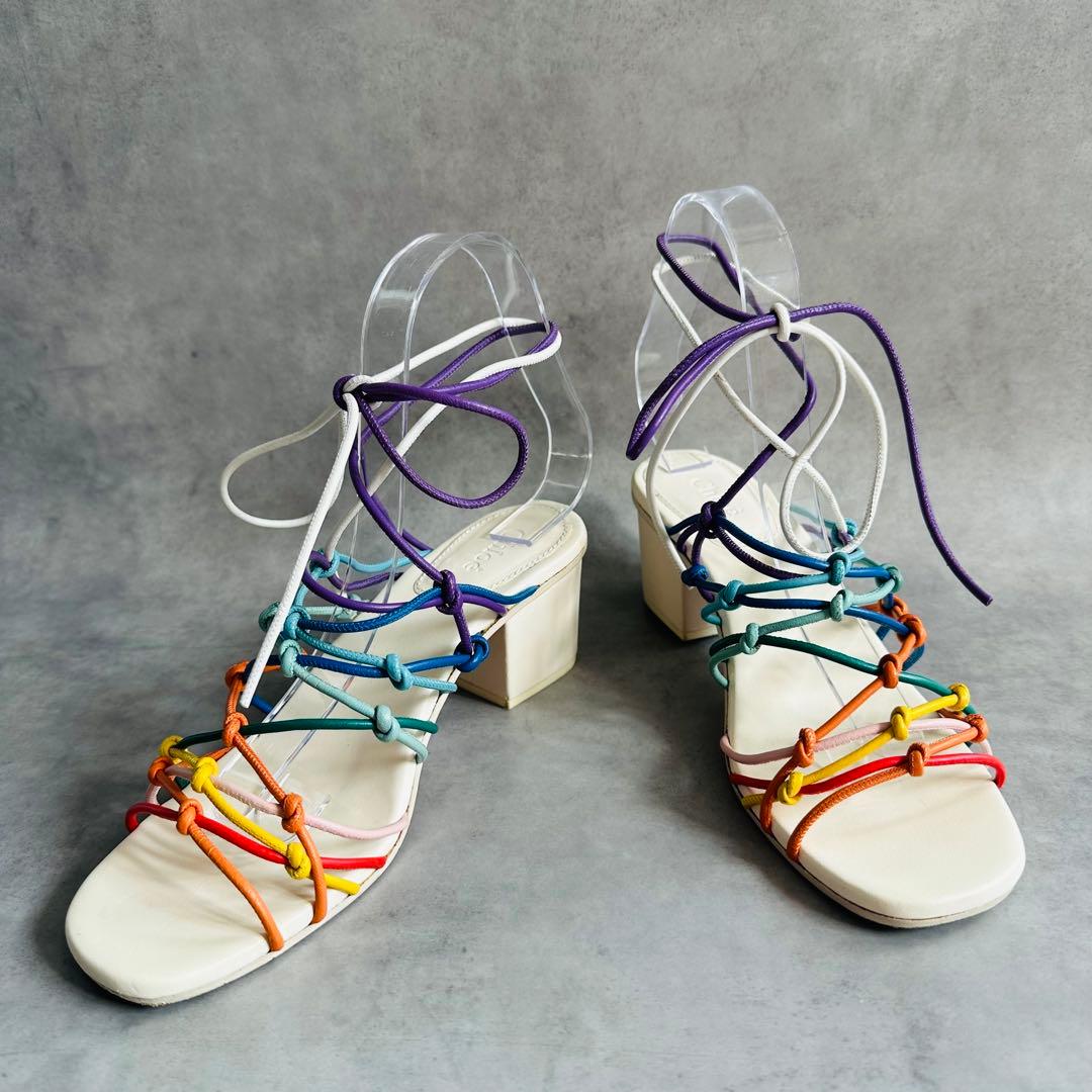 希少✨Y2K Chloe マルチカラー　レザーストラップ　ミュール　サンダル 5