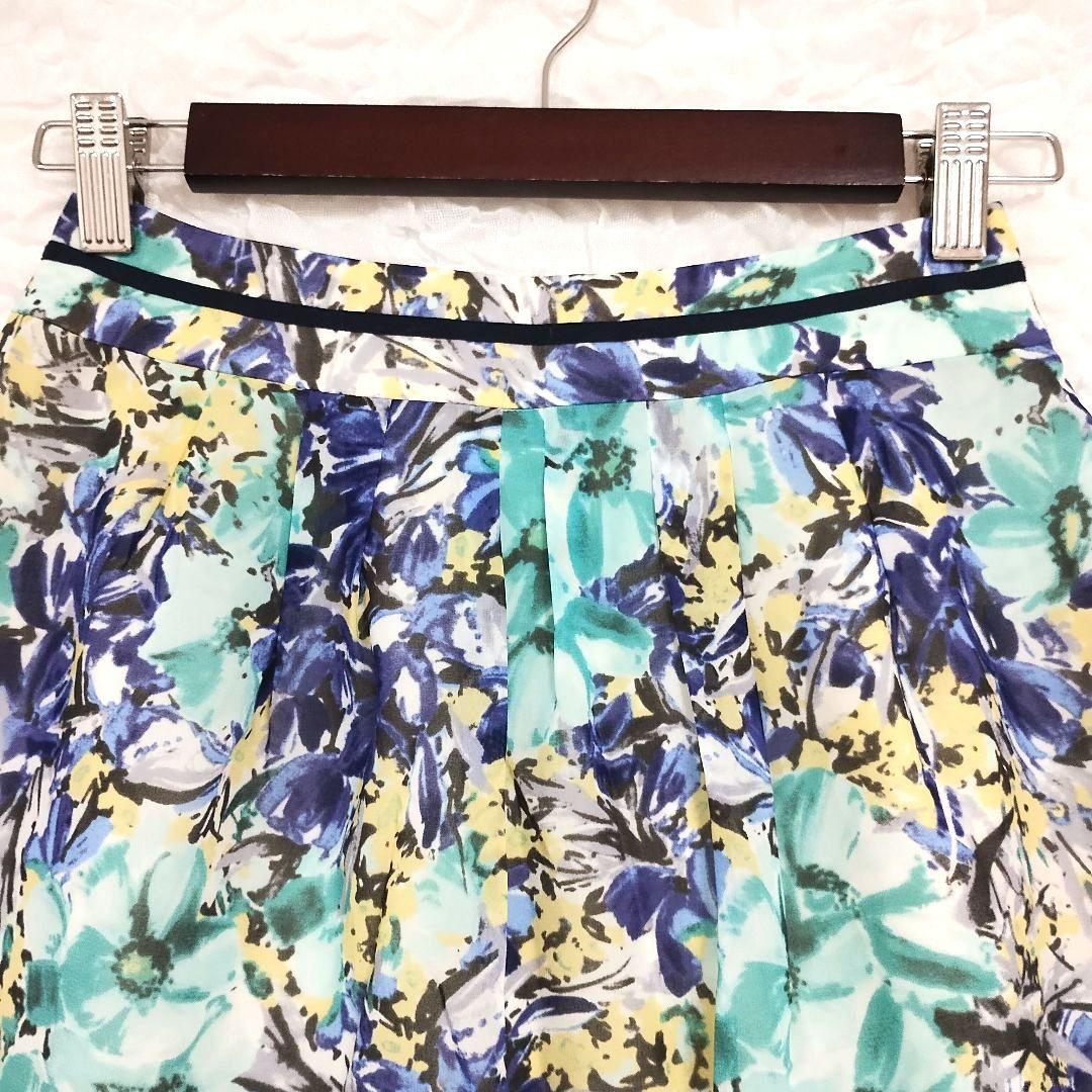 Suna Una 花柄フレアスカート ウエスト60cm 軽やか シフォン 3