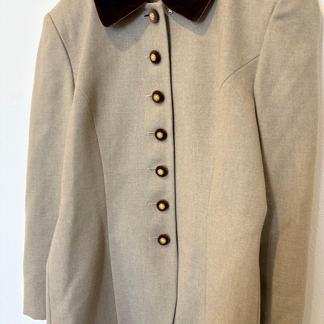 ウール コート ベージュ 茶色　襟 ヴィンテージ レトロ　上品　ゴールドボタン 3
