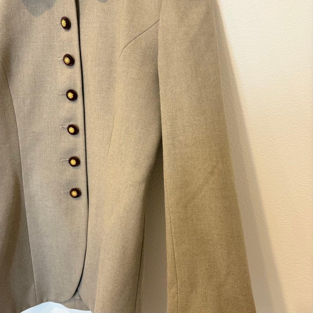 ウール コート ベージュ 茶色　襟 ヴィンテージ レトロ　上品　ゴールドボタン 4