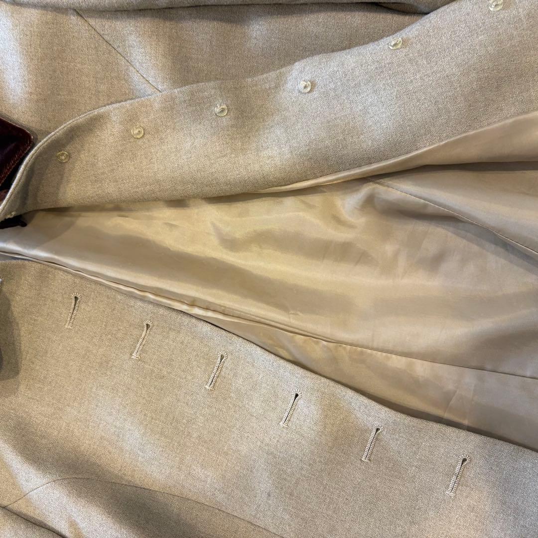 ウール コート ベージュ 茶色　襟 ヴィンテージ レトロ　上品　ゴールドボタン 9