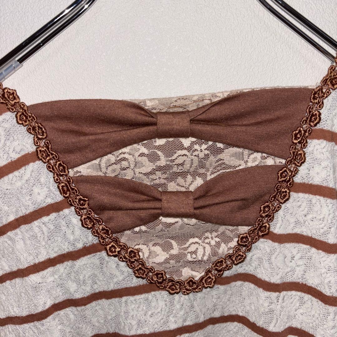 axes femme ボーダー レース七分袖Tシャツ Mサイズd760 12