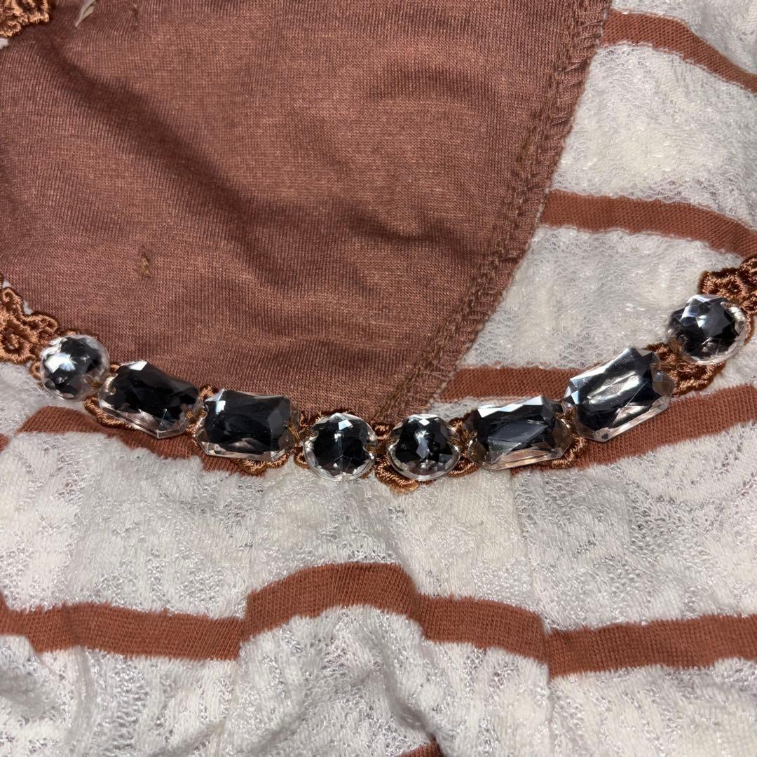 axes femme ボーダー レース七分袖Tシャツ Mサイズd760 16