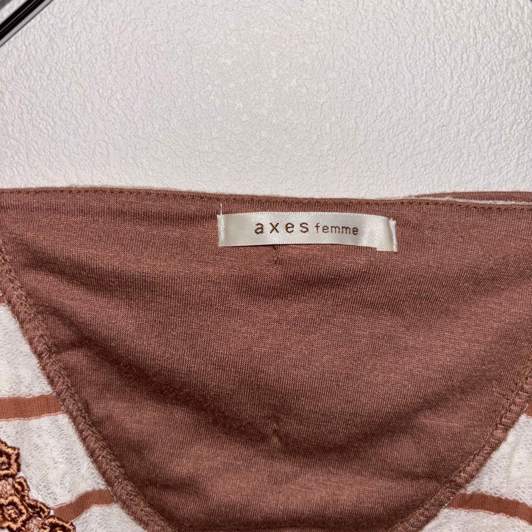 axes femme ボーダー レース七分袖Tシャツ Mサイズd760 3