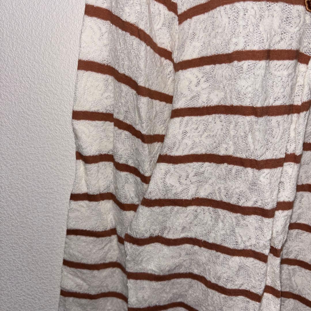 axes femme ボーダー レース七分袖Tシャツ Mサイズd760 5