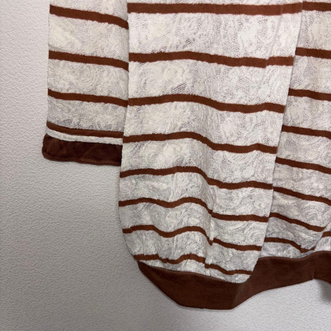 axes femme ボーダー レース七分袖Tシャツ Mサイズd760 6