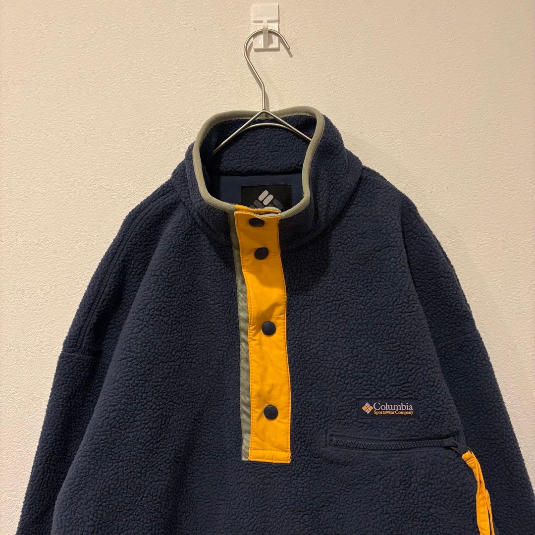 コロンビア フリースジャケット ボア ハーフボタン 紺 ネイビー　S メンズ　M 2