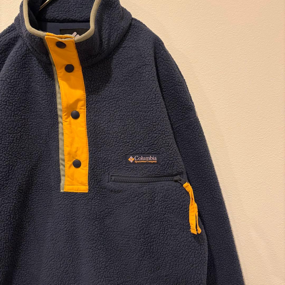 コロンビア フリースジャケット ボア ハーフボタン 紺 ネイビー　S メンズ　M 3