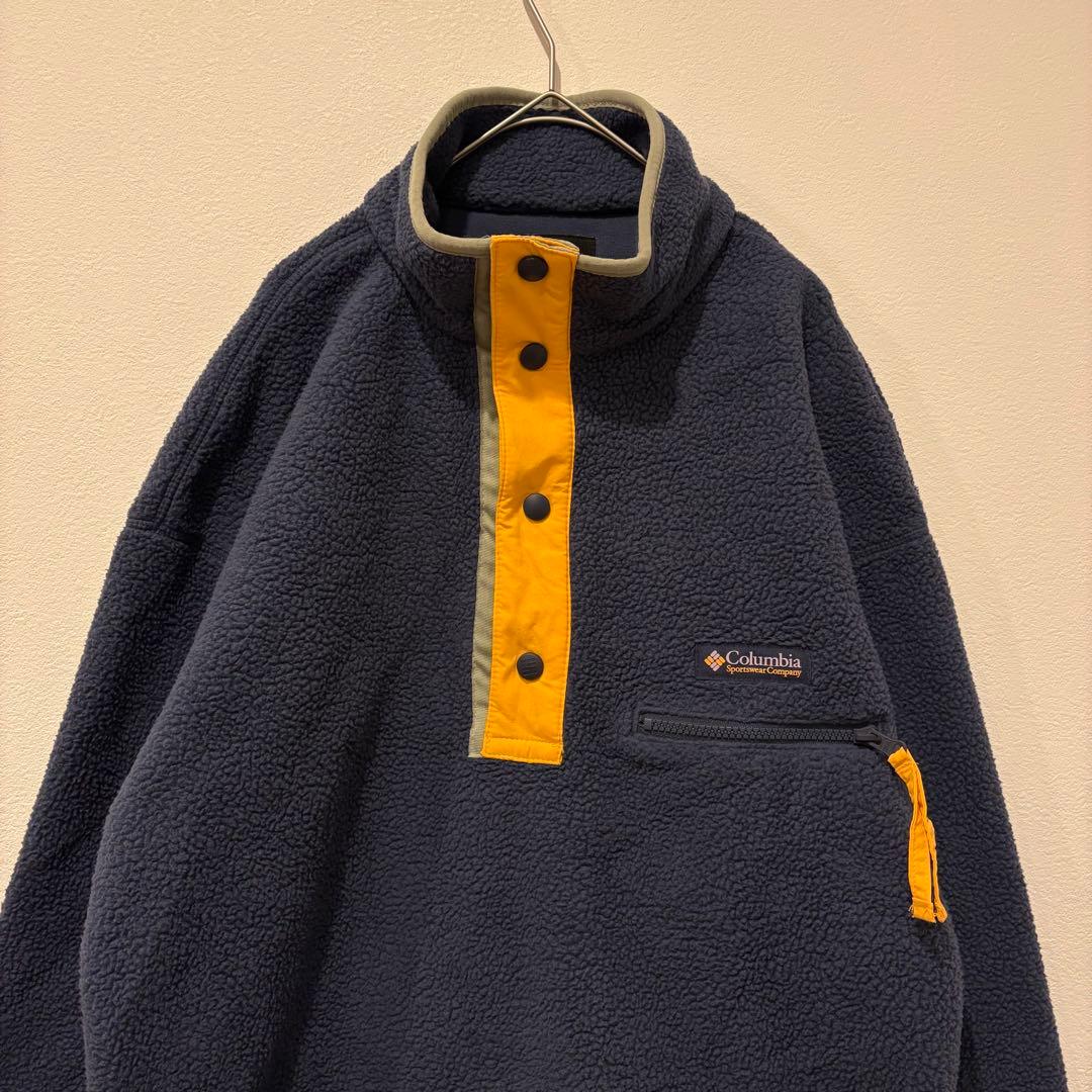 コロンビア フリースジャケット ボア ハーフボタン 紺 ネイビー　S メンズ　M 4