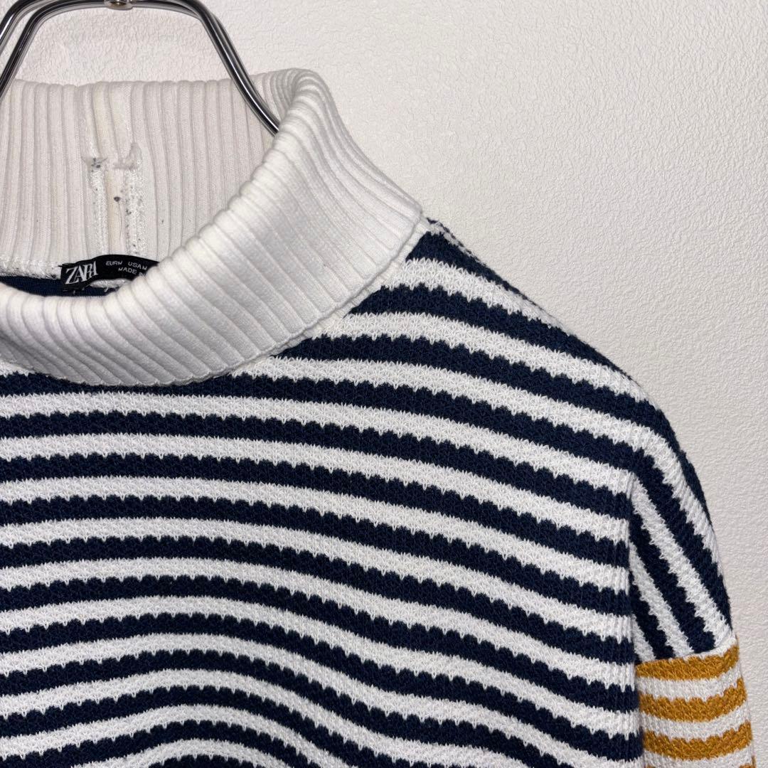 ZARA マルチボーダーサマーニット Mハイネック　d745 7