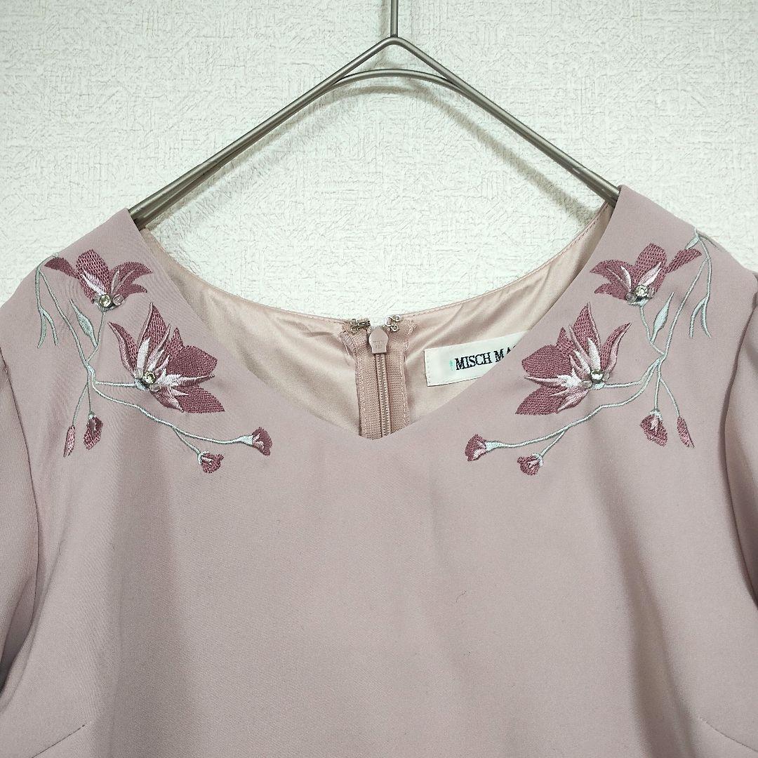 MISCH MASCH ミッシュマッシュ 刺繍付きひざ丈ワンピース M 異素材 2