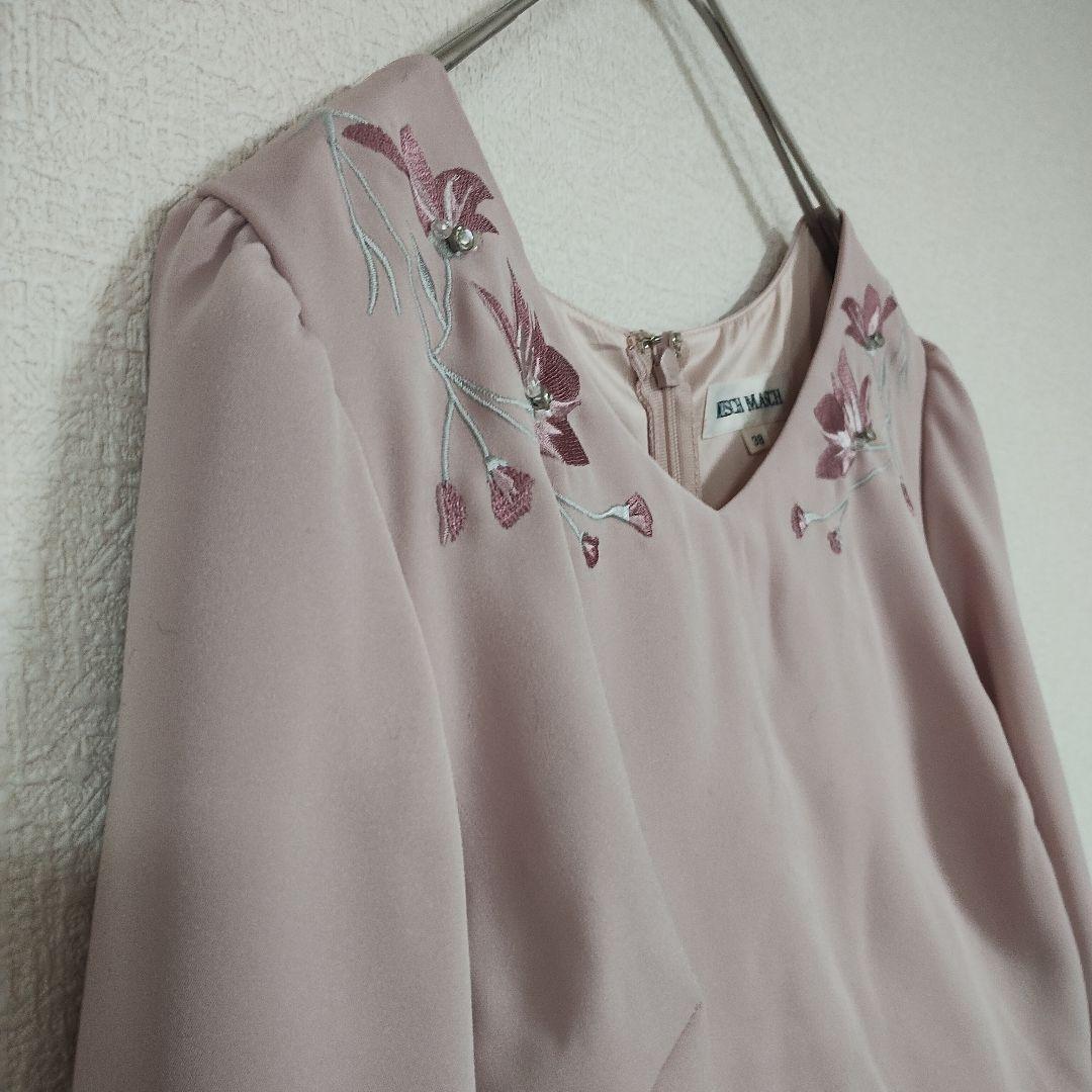 MISCH MASCH ミッシュマッシュ 刺繍付きひざ丈ワンピース M 異素材 5