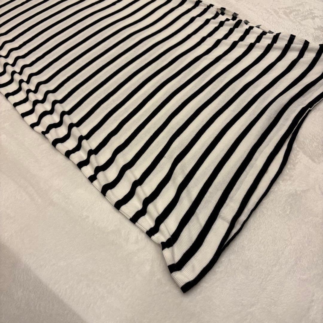 . H &M ロングワンピース　半袖　ボーダー　黒白 ストライプ　M かわいい 3
