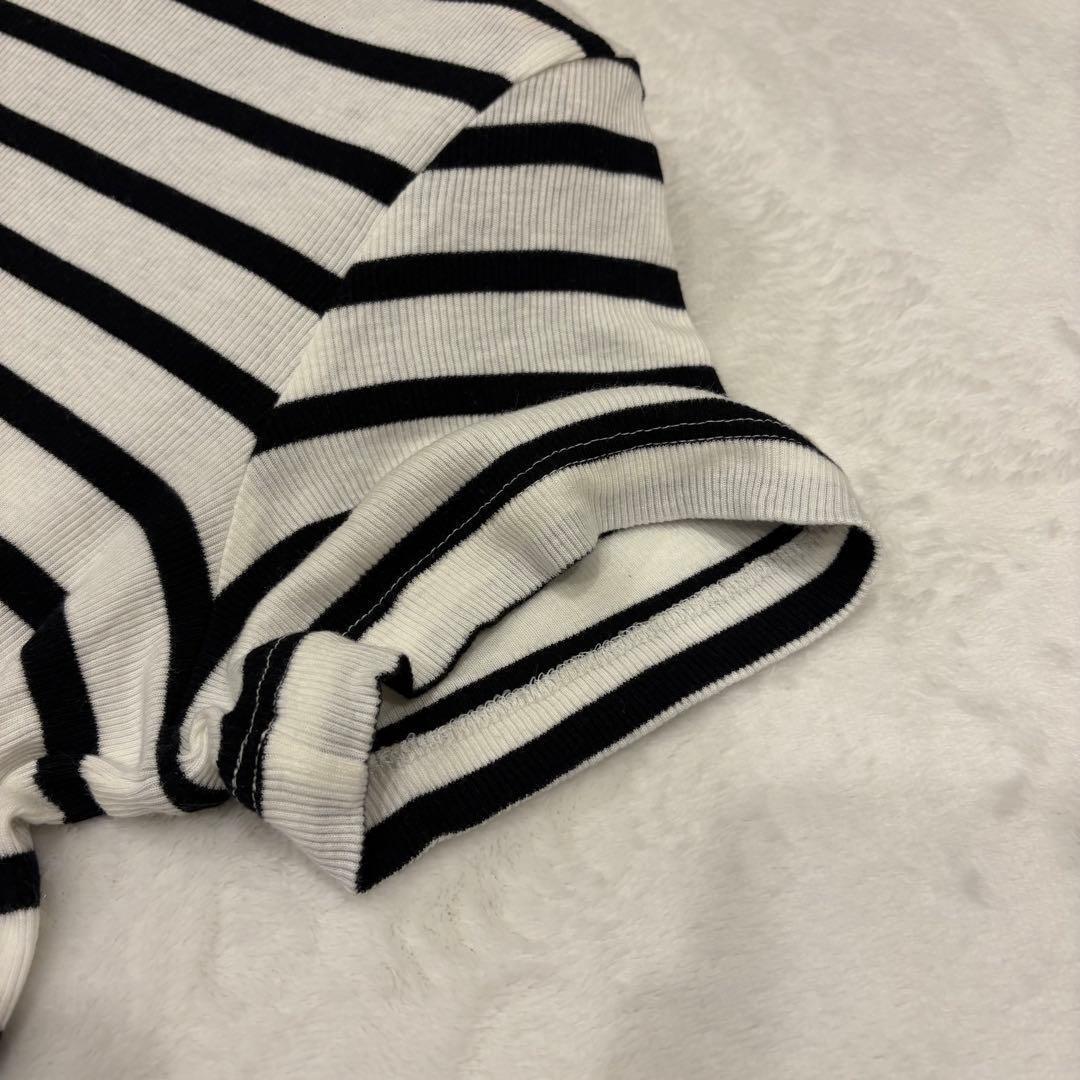 . H &M ロングワンピース　半袖　ボーダー　黒白 ストライプ　M かわいい 6