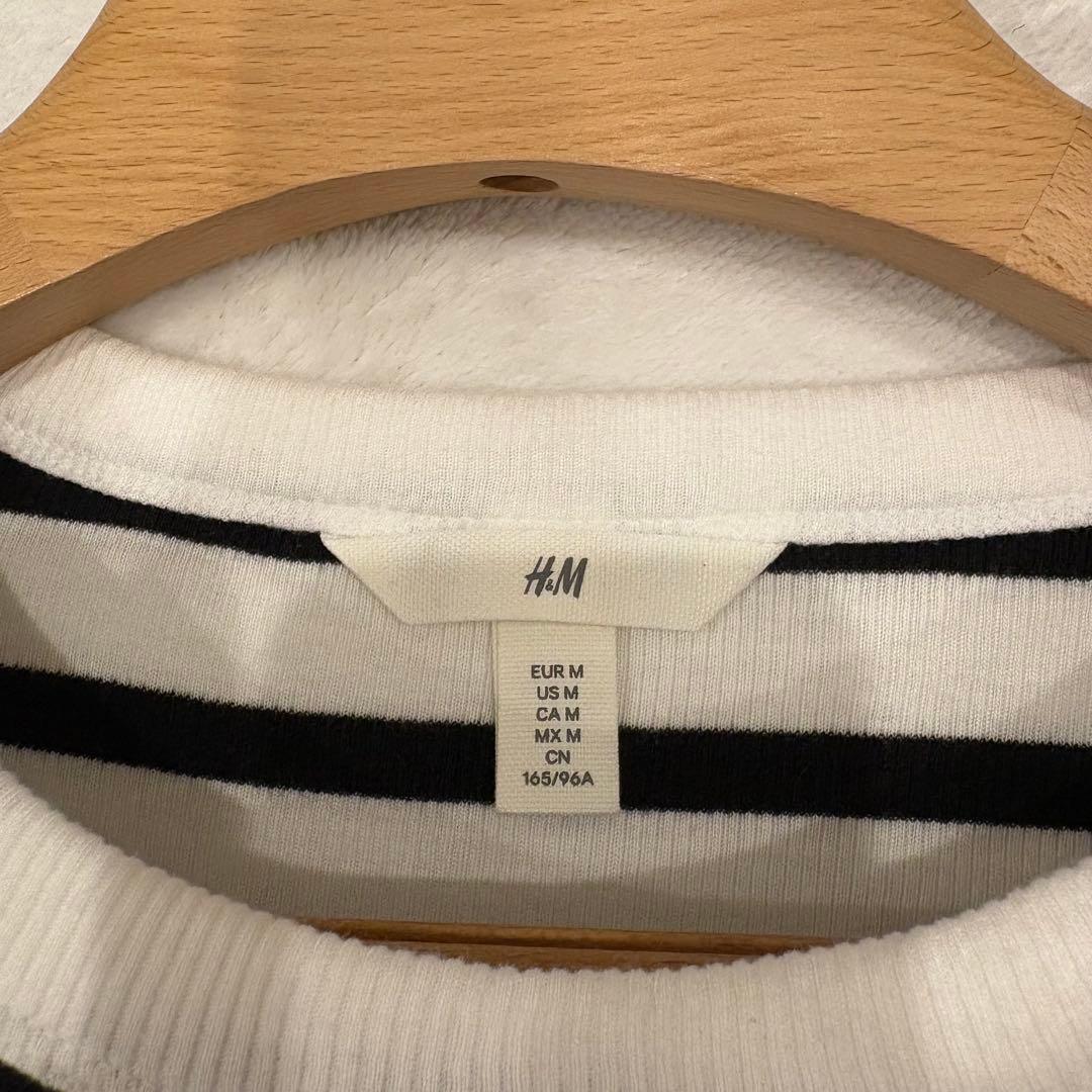 . H &M ロングワンピース　半袖　ボーダー　黒白 ストライプ　M かわいい 8