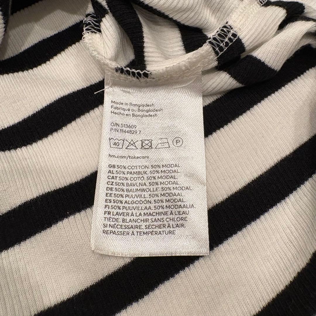 . H &M ロングワンピース　半袖　ボーダー　黒白 ストライプ　M かわいい 9