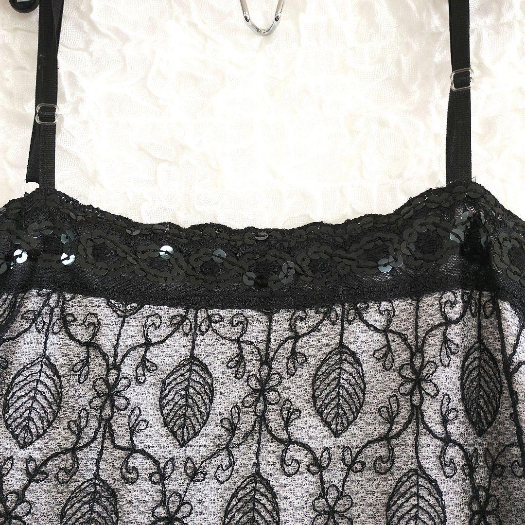 ブラックレースミニワンピース スリップドレス リボン 5