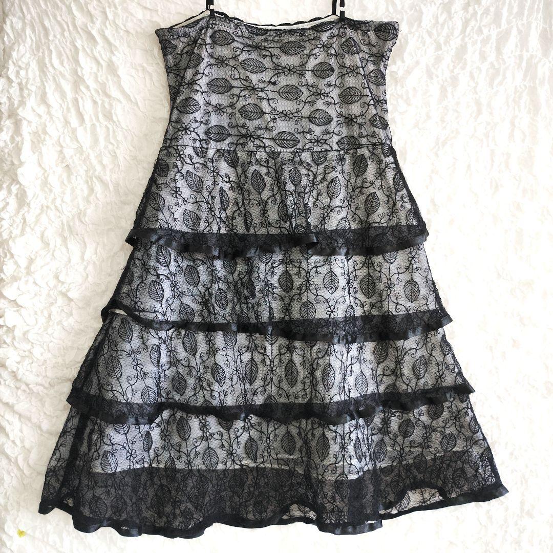 ブラックレースミニワンピース スリップドレス リボン 6