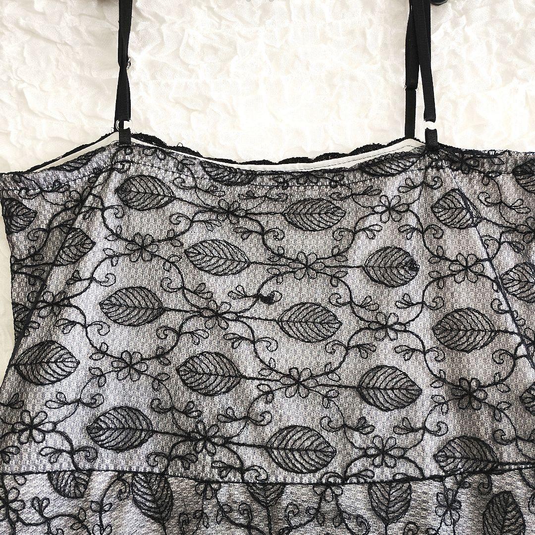 ブラックレースミニワンピース スリップドレス リボン 7