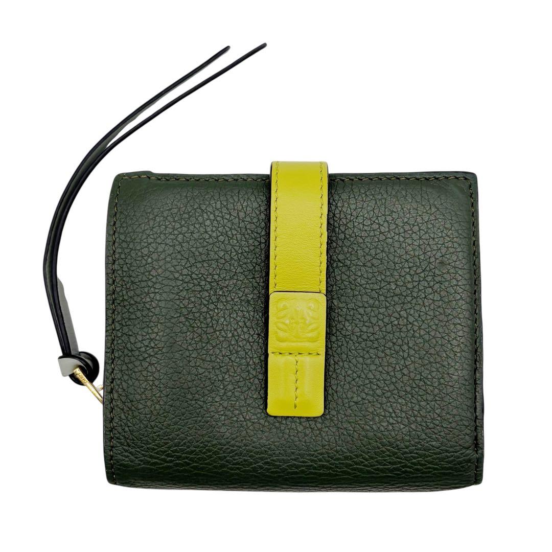 ⭐️良品⭐️ ロエベ コンパクトジップウォレット 二つ折り財布 グリーン 2