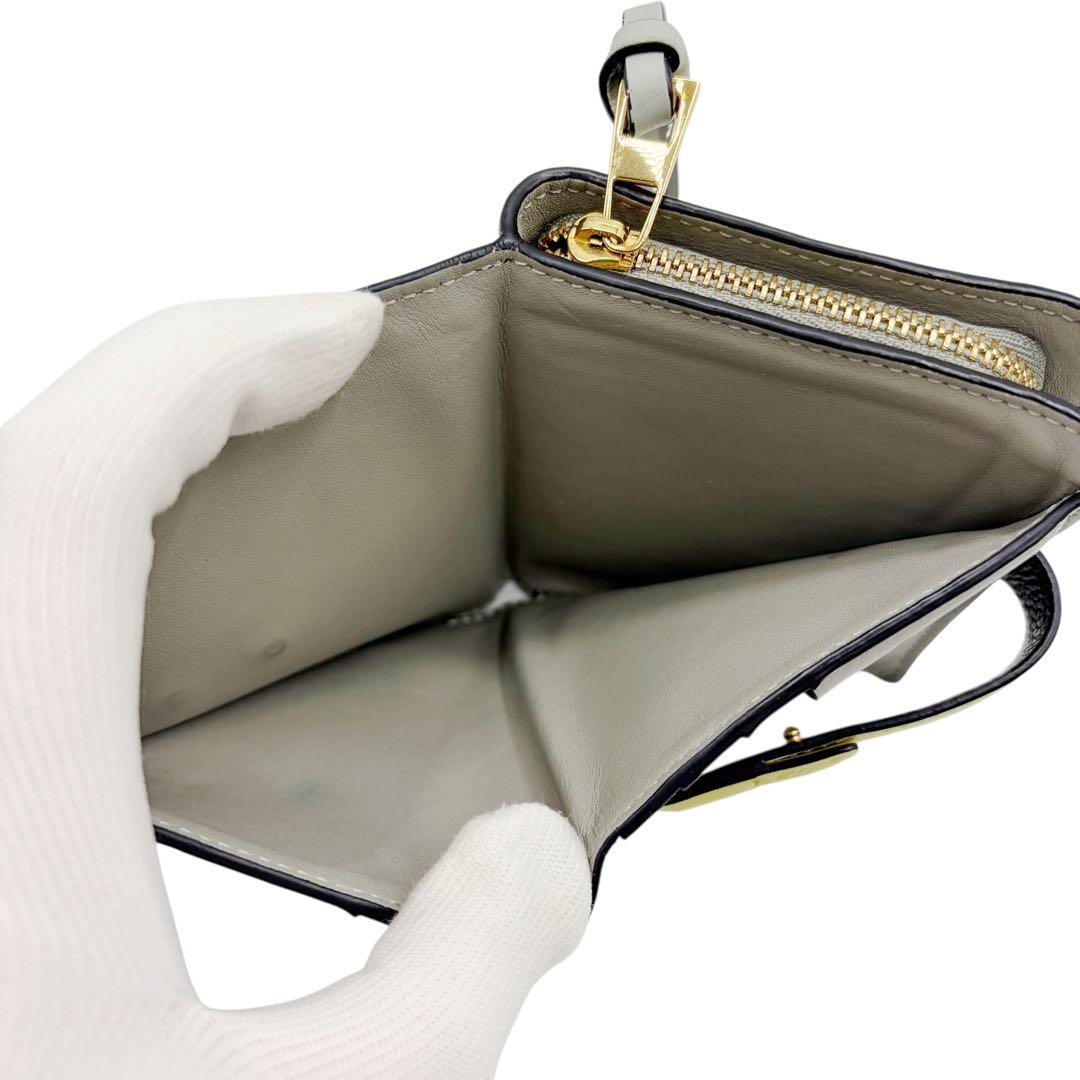 ⭐️良品⭐️ ロエベ コンパクトジップウォレット 二つ折り財布 グリーン 5