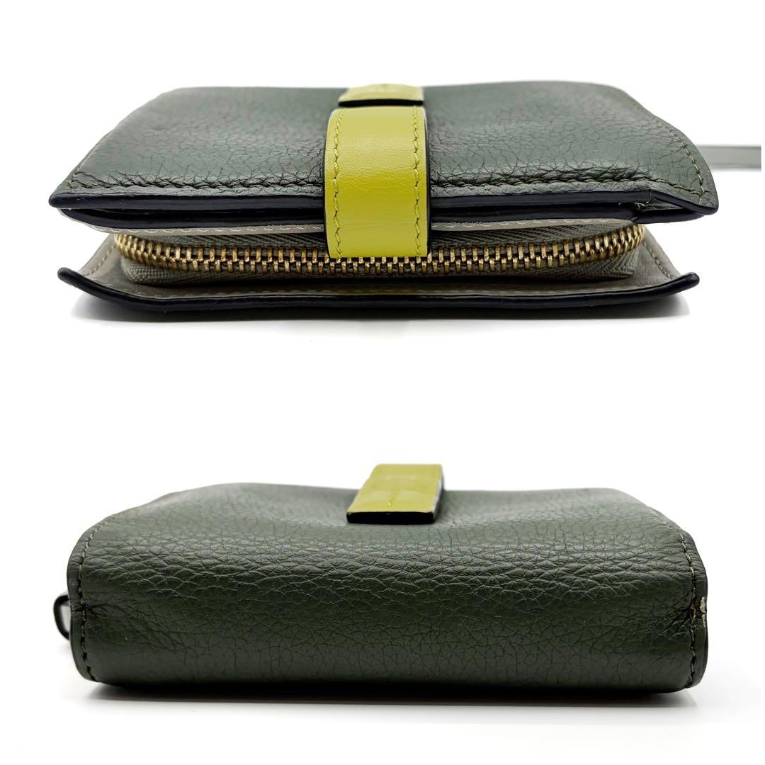 ⭐️良品⭐️ ロエベ コンパクトジップウォレット 二つ折り財布 グリーン 8