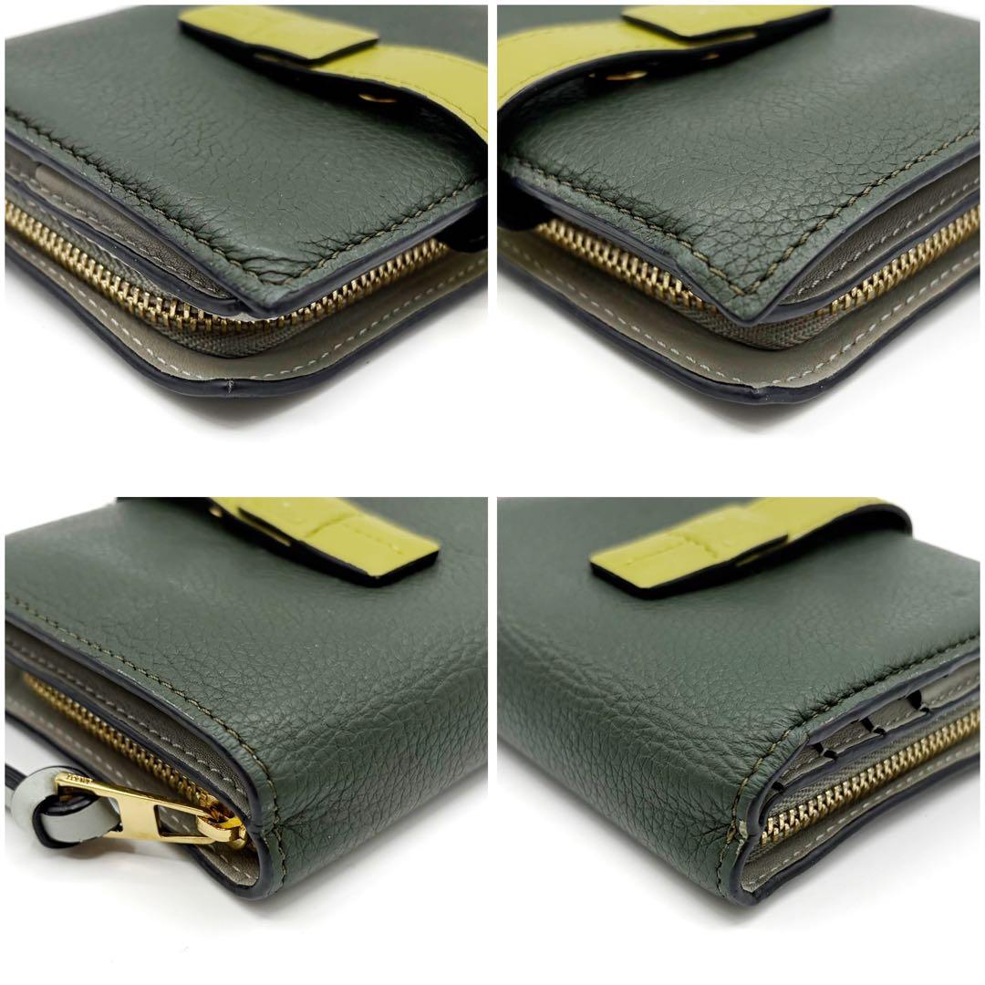 ⭐️良品⭐️ ロエベ コンパクトジップウォレット 二つ折り財布 グリーン 10
