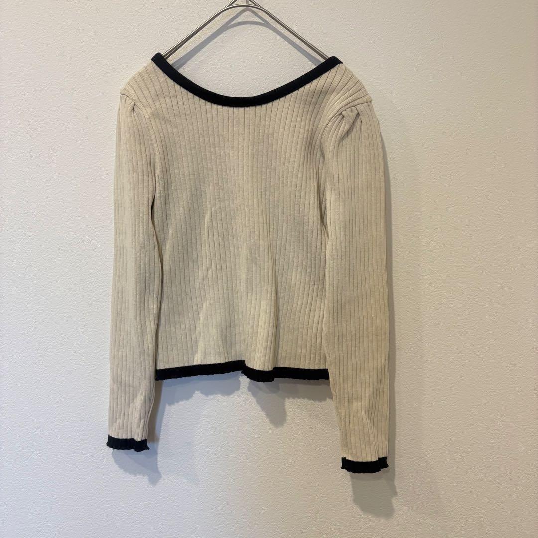ジュノア リブニット トップス 配色 長袖 ベージュ フリーサイズ　バイカラー 4