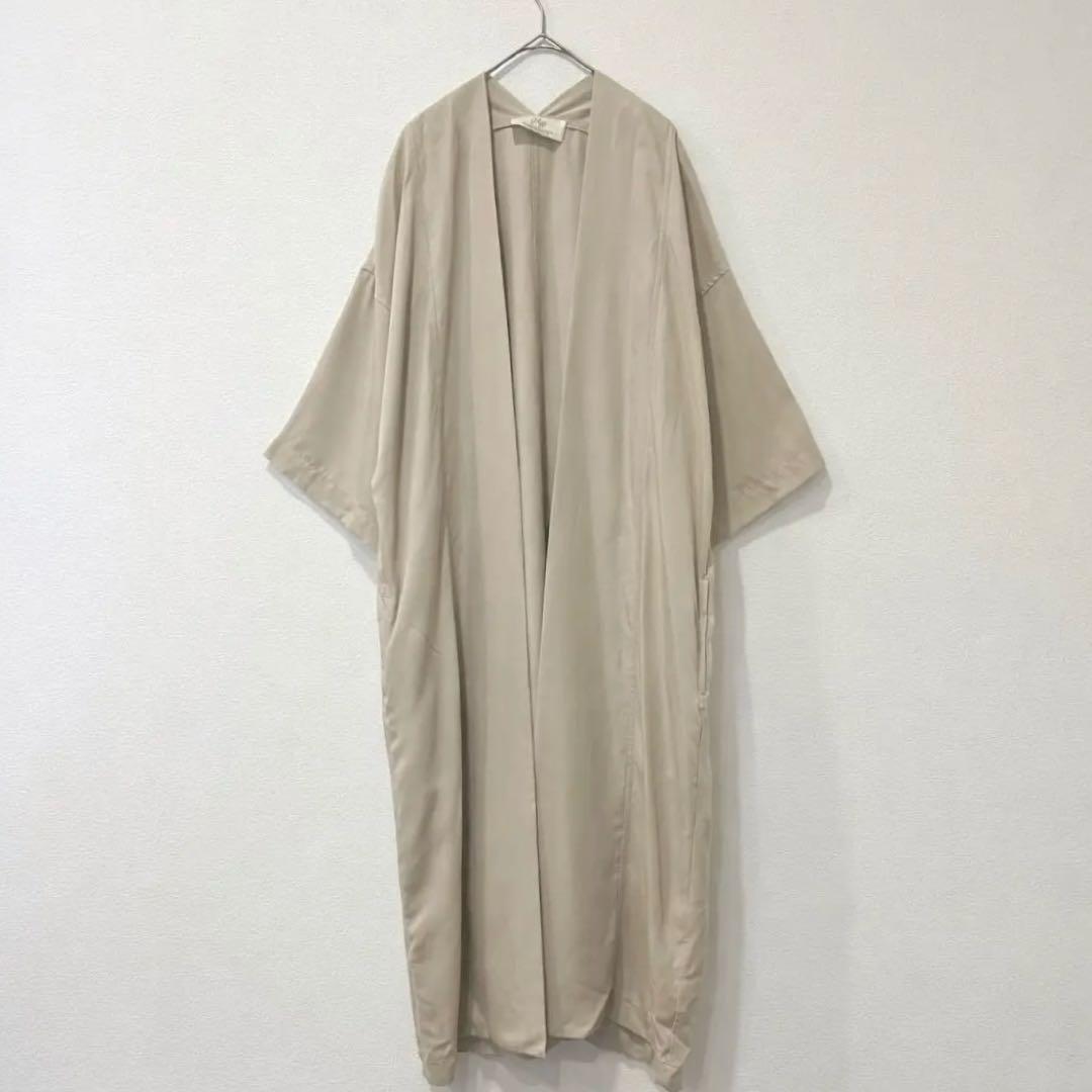 プラージュ ロング ガウン カーディガン　ベージュ リヨセル ゆったり羽織り