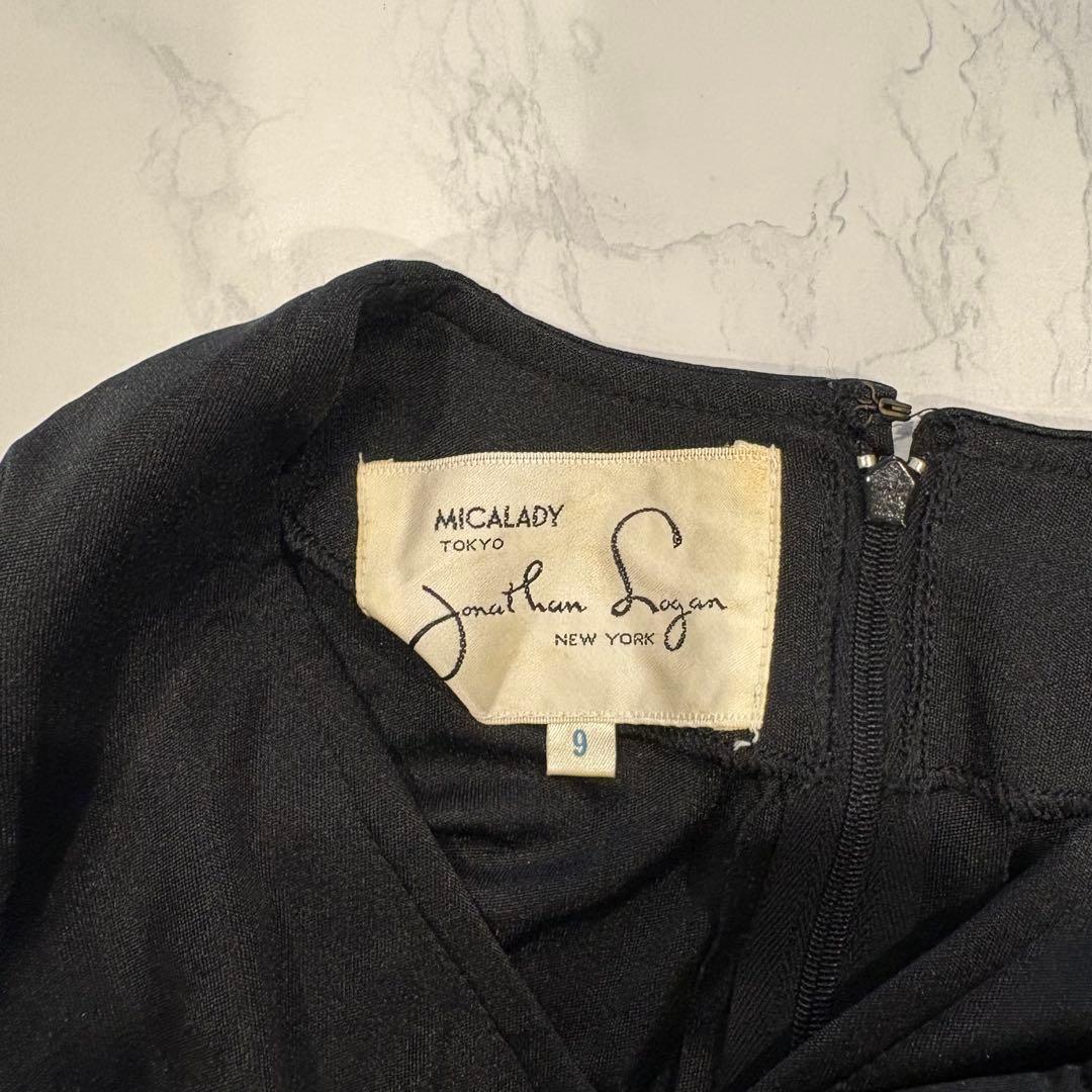 ミカレディ ノースリーブ ワンピース フレア 膝丈　黒 ブラック　9号 M相当 8